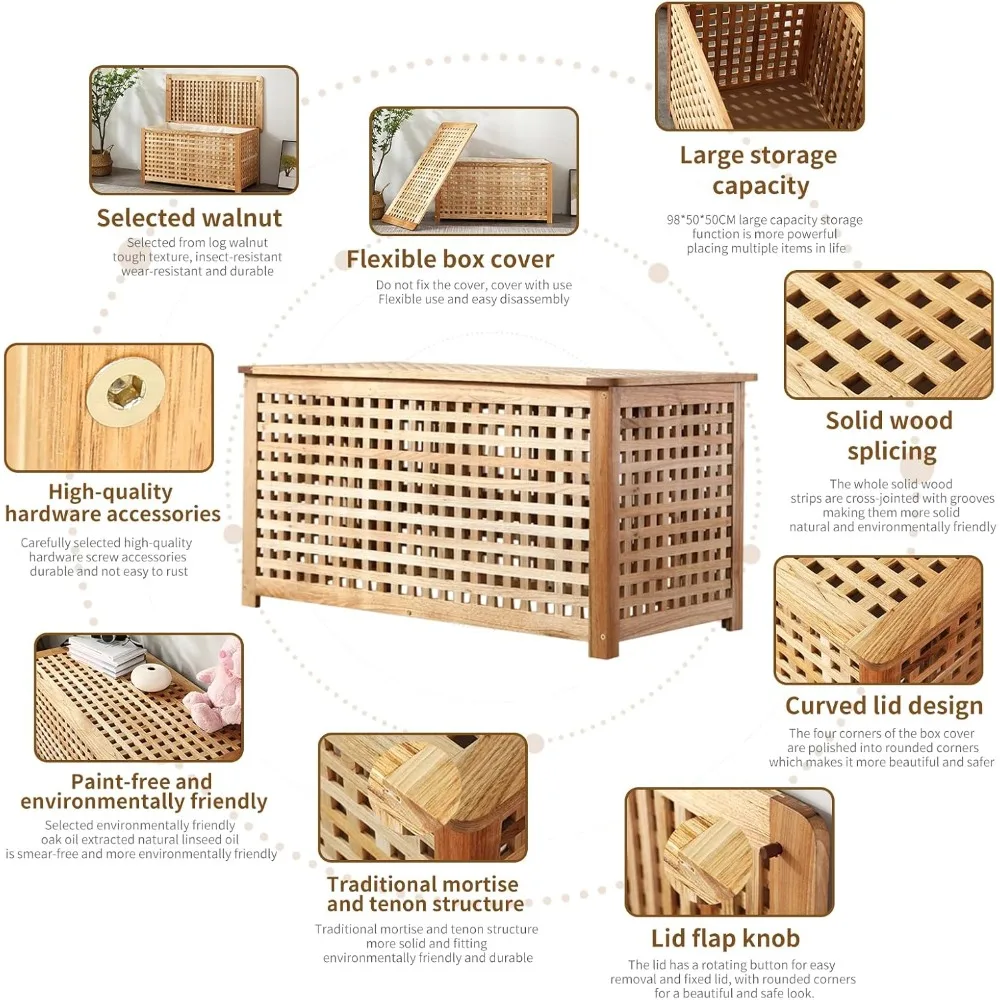 Banco de entrada de madera natural con almacenamiento, adecuado para mesa de centro en entrada, sala de estar, dormitorio y baño (38,5x19,6x1