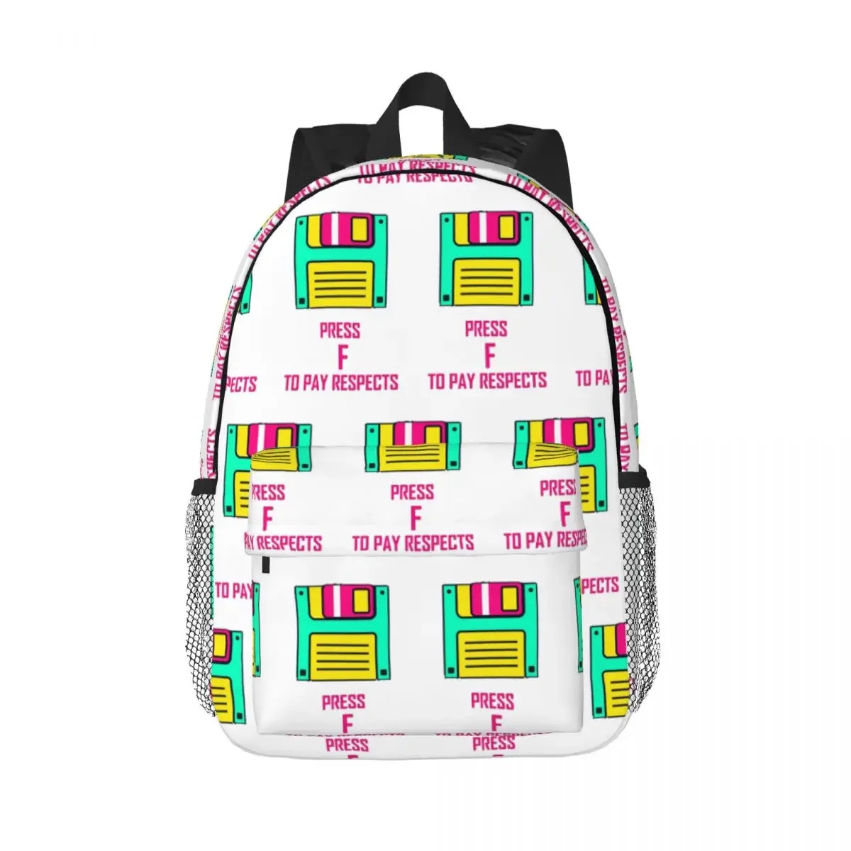 Colorful Neon Floppy Disk For Fans Of 80s Backpacks Teenager Bookbag Cartoon Students School Bags Travel Rucksack Shoulder Bag