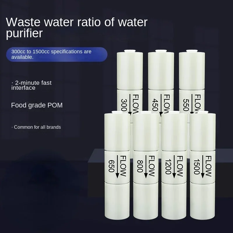 

300CC 450CC 800CC 1500CC RO Water System Waste Water Flow Regulater Restrictor 1/4" Osmosis Quick Pipe OD Hose Reverse Fittiing