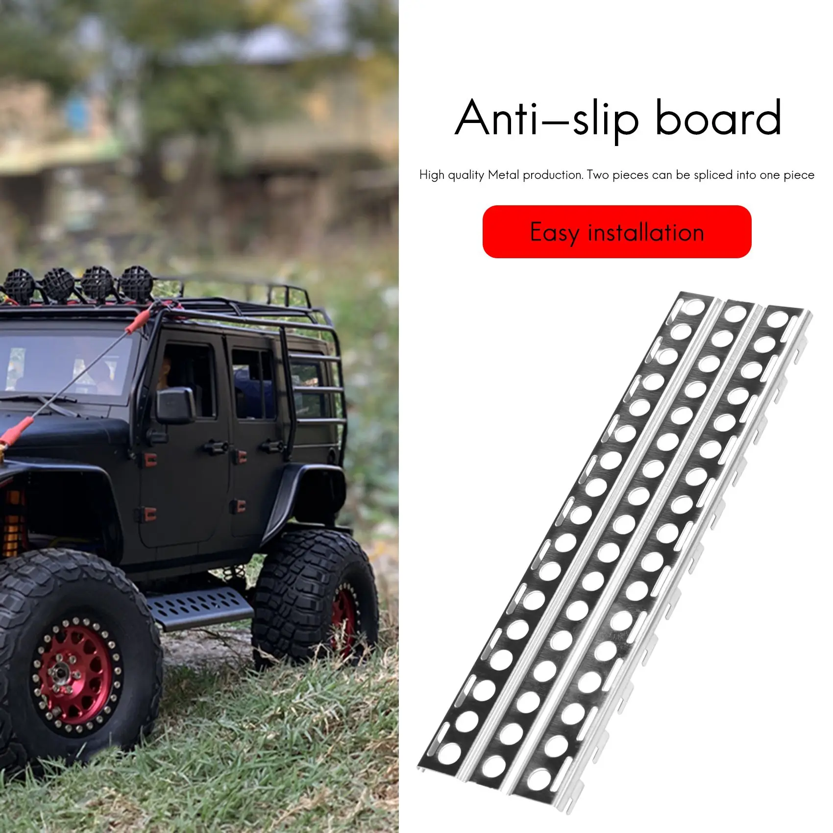 Papan tangga pasir baja tahan karat, 2 buah untuk Axial SCX10 TRX-4 D90 1/10 RC mobil Crawler