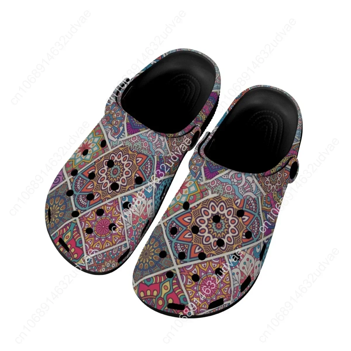 Fashion Mandala Flower Design Women's Sandals Beach Summer Flats Clogs Breathable Comfortable Indoor Bathroom Slippers Clogs