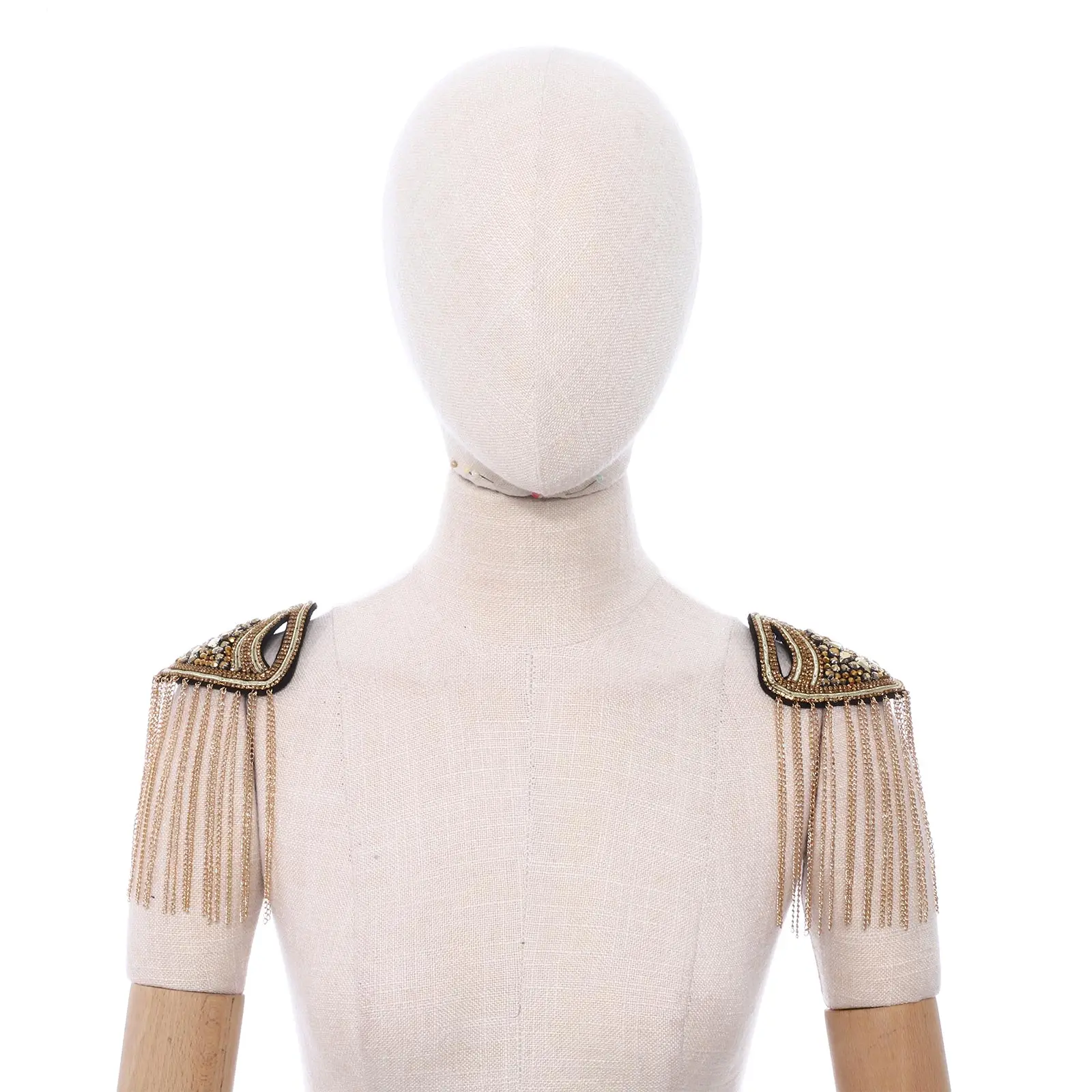 

Vintage Alloy Shoulder Brooch Accessories Beaded Epaulettes Tassels Epaulets Pin Shoulder Pad Badges DIY Apparel Clothing Decor