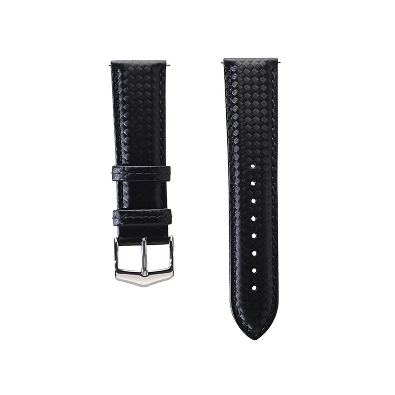 20mm   22mm Carbon Fiber pattern Leather Mens black  Watchband For Universal Brand Watch Strap