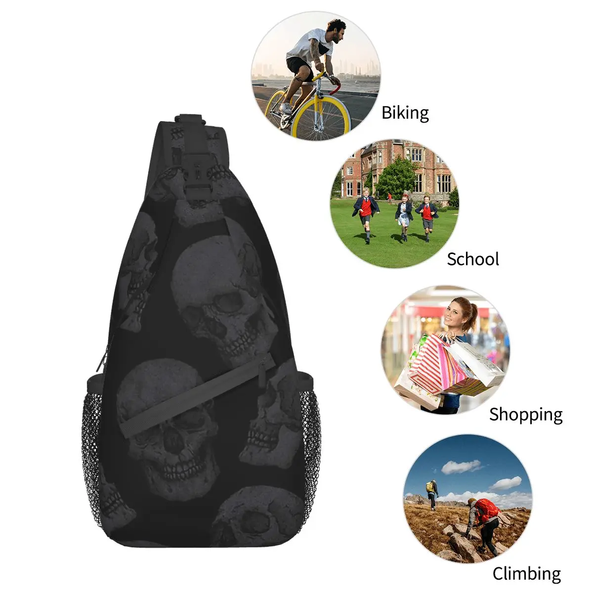 Bones Skeleton Souls Crossbody Bag Sports Skulls Chest Bag Unisex Women Man Fashion Shoulder Backpacks Travel