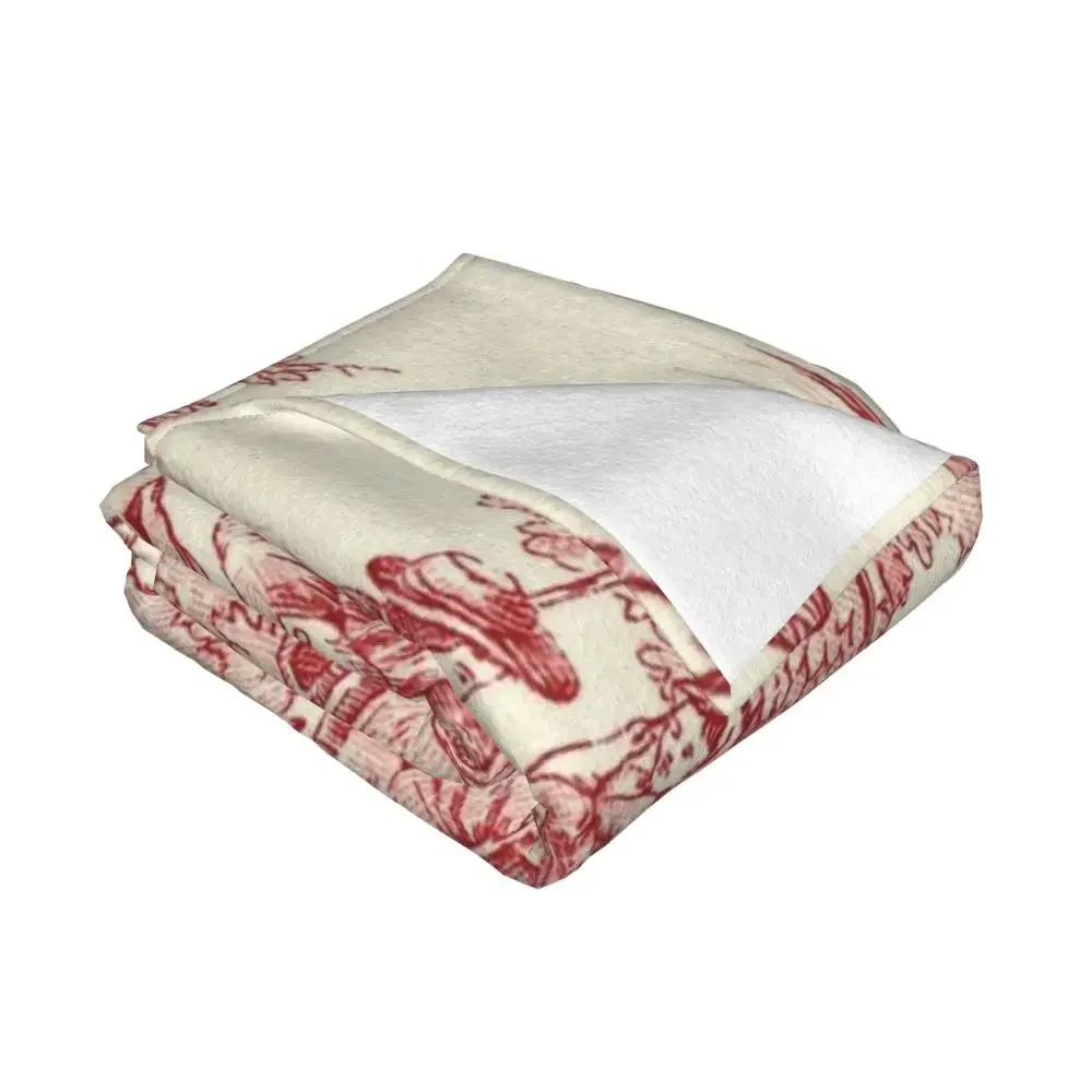 French Country Toile De Jouy 3D Printed Blankets Comfortable Soft Flannel Summer Motifs Throw Blanket for Sofa Office Bed