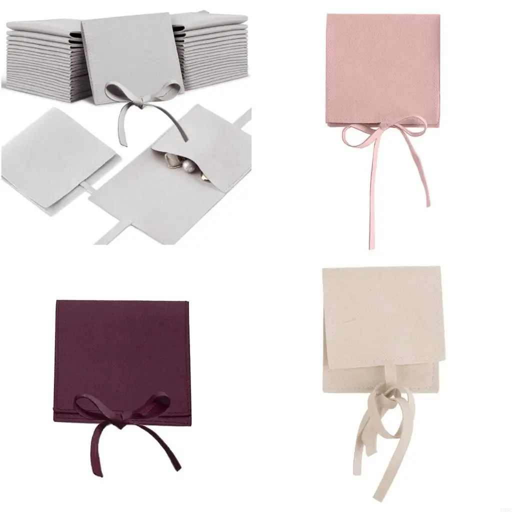 195C Jewellery Packaging Bag Soft Microfiber Gift Bracelet Necklace Earrings Rings Storage Ribbon Jewellery Bag