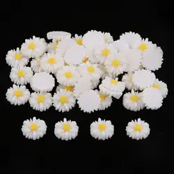50x 13MM Daisy Resin Flower Cabochons Flatbacks Decoration Buttons for Scrapbooking Craft DIY Decoration Jewelry Making Supplies