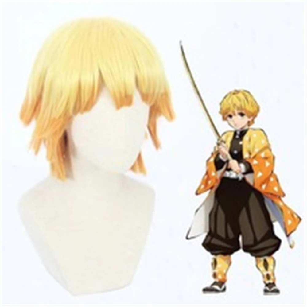 أنيمي أجاتسوما زينيتسو تأثيري الكبار شعر مستعار محايد الاصطناعية شعر مستعار مستقيم هالوين الدعائم حفلة المؤتمرات الهزلية