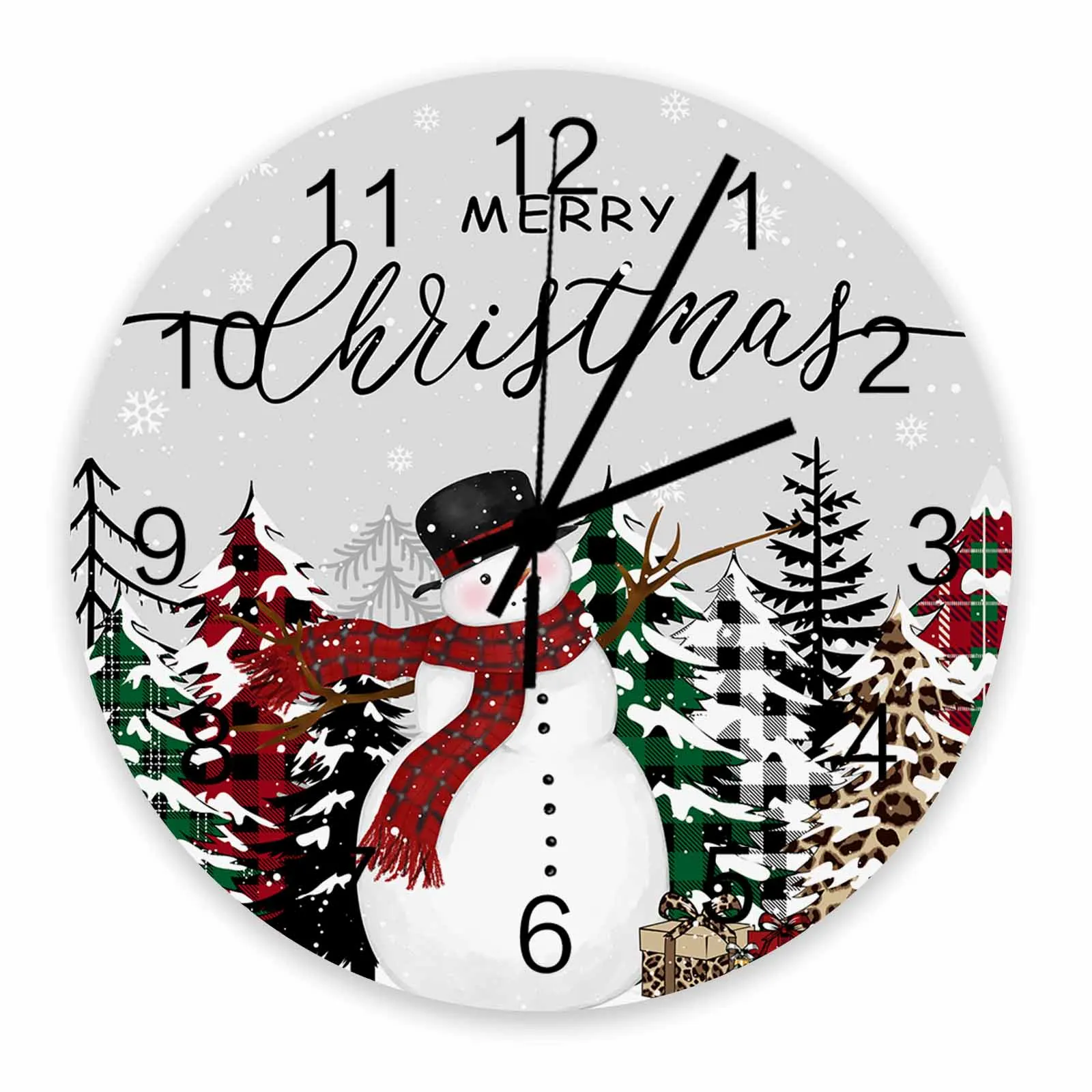 Christmas Tree Snowman Christmas Gift Wall Clock Large Modern Kitchen Dinning Round Wall Clocks Bedroom Silent Hanging Watc