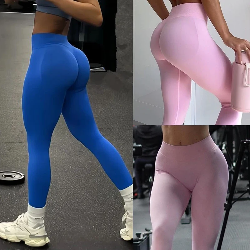 Seamless Scrunch Bum Leggings for Women, Squat Proof Yoga Pants, High Stretch Fitness Tights for Gym, Running & Workout Sports