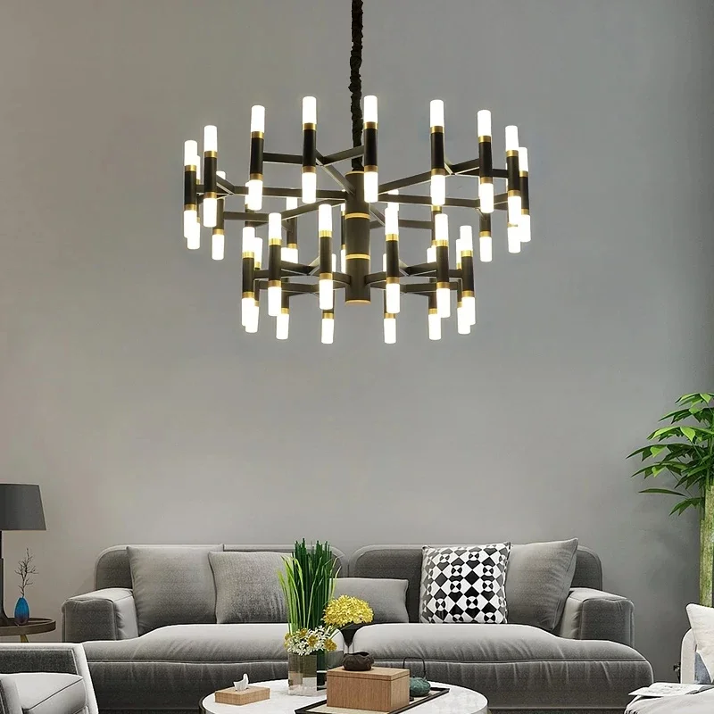 Imagem -03 - Ferro Forjado Led Preto Lustre Corpo de Iluminação Lâmpada Pingente Lâmpada g4 Pendurado Luz Arte Pós-moderna Brilho Decoração da Sala