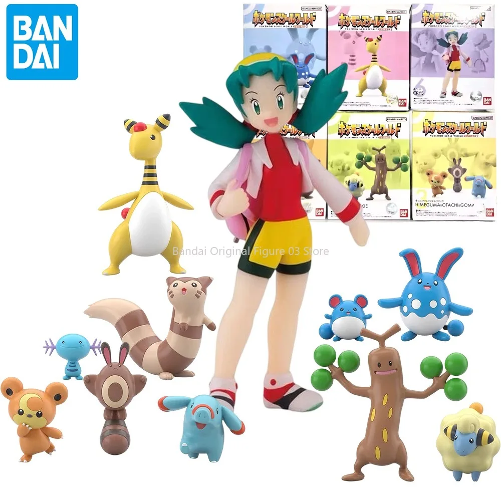 

Bandai Original Scale World Pokemon Johto Region 2 Sudowoodo Mareep Marill Azumarill Ampharos Kris Teddiursa Anime Figure Toy