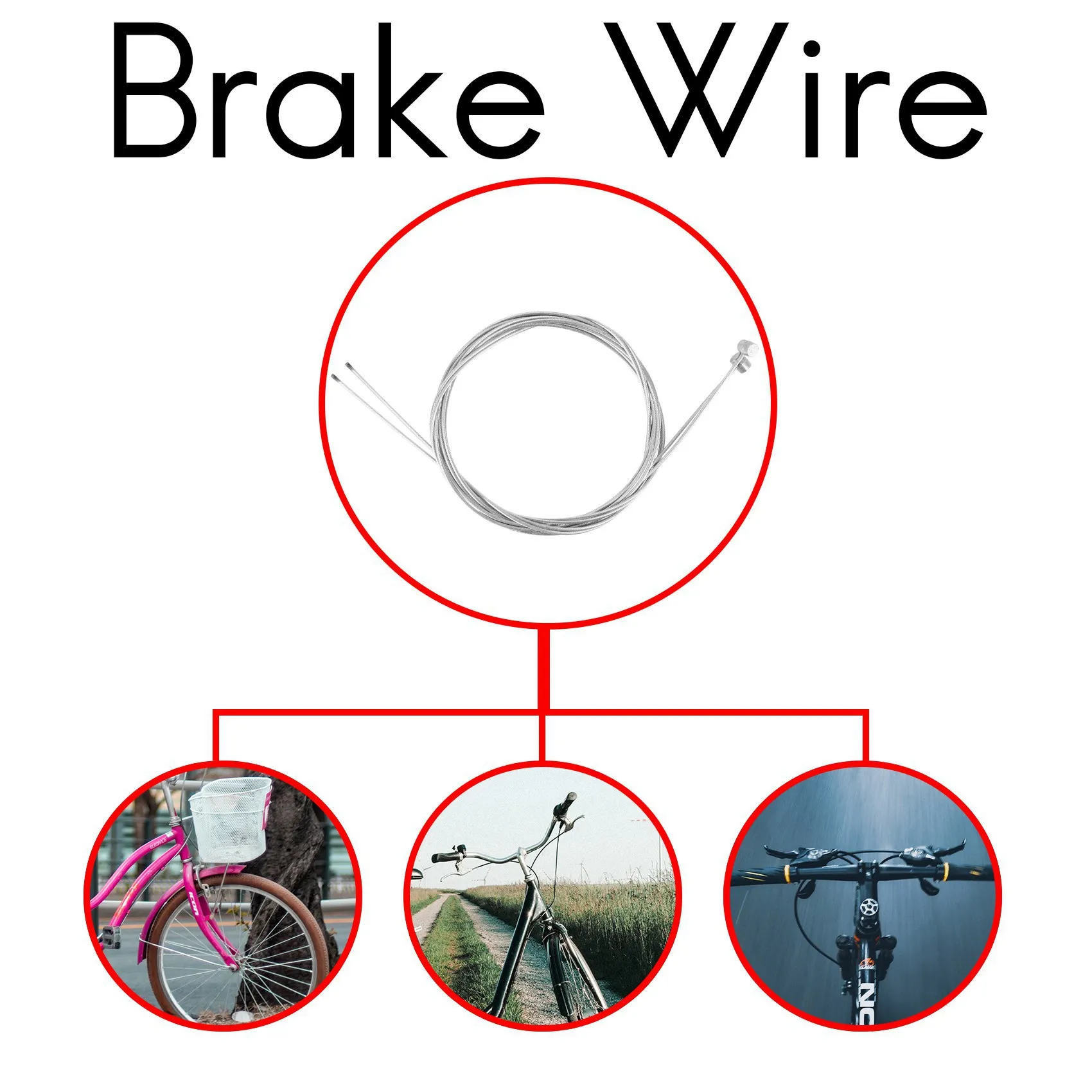 Front Rear Bicycle brake cable Wire 2 Pcs for Bicycle Bike