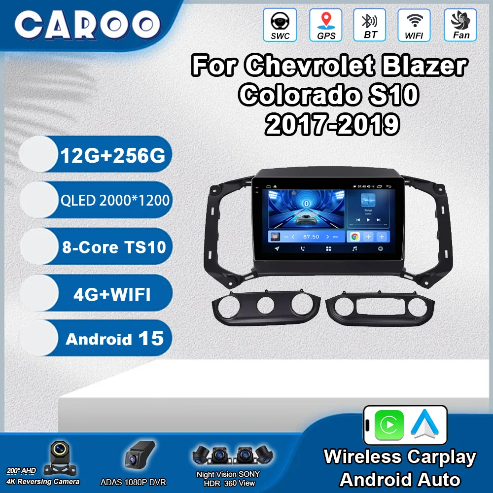 Автомобильный радиоприемник мультимедиа для Chevrolet Blazer Colorado S10 2017-2019 2 din Android 15, видеоплеер, GPS-навигация, 4G Carplay Head