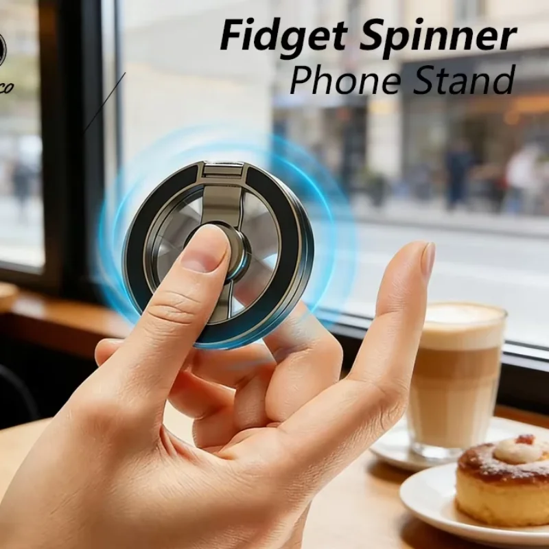 

Portable Magnetic Phone Stand with Fingertip Gyroscope Stress Relieving Toy Fitness Office Desk Accessory for Home And Travel