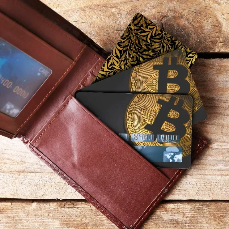 Black Matte Bitcoin Metal Gift Card Sticker Personalized Bank Credit Debit Card Protective Cover Fashionable Design Film Skin