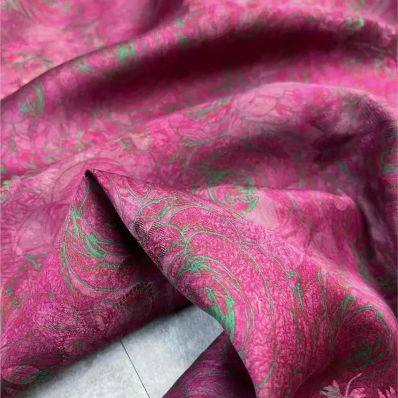 Tecido de gaze vermelha floral de seda feito sob medida de alta qualidade 100% casaco com tiras cheongsam