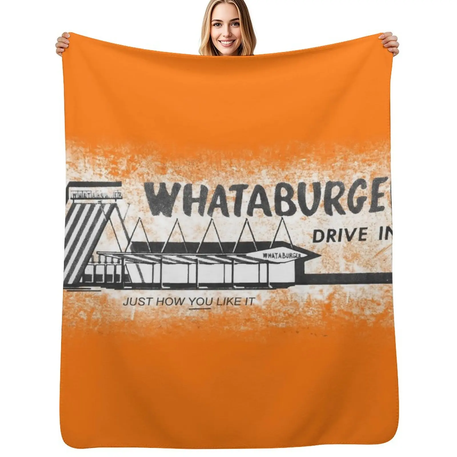 

Classic WHATABURGER Drive Inn - Spicy Ketchup - Just how YOU like it TEXAS – 1968 Distressed Vintage Throw Blanket