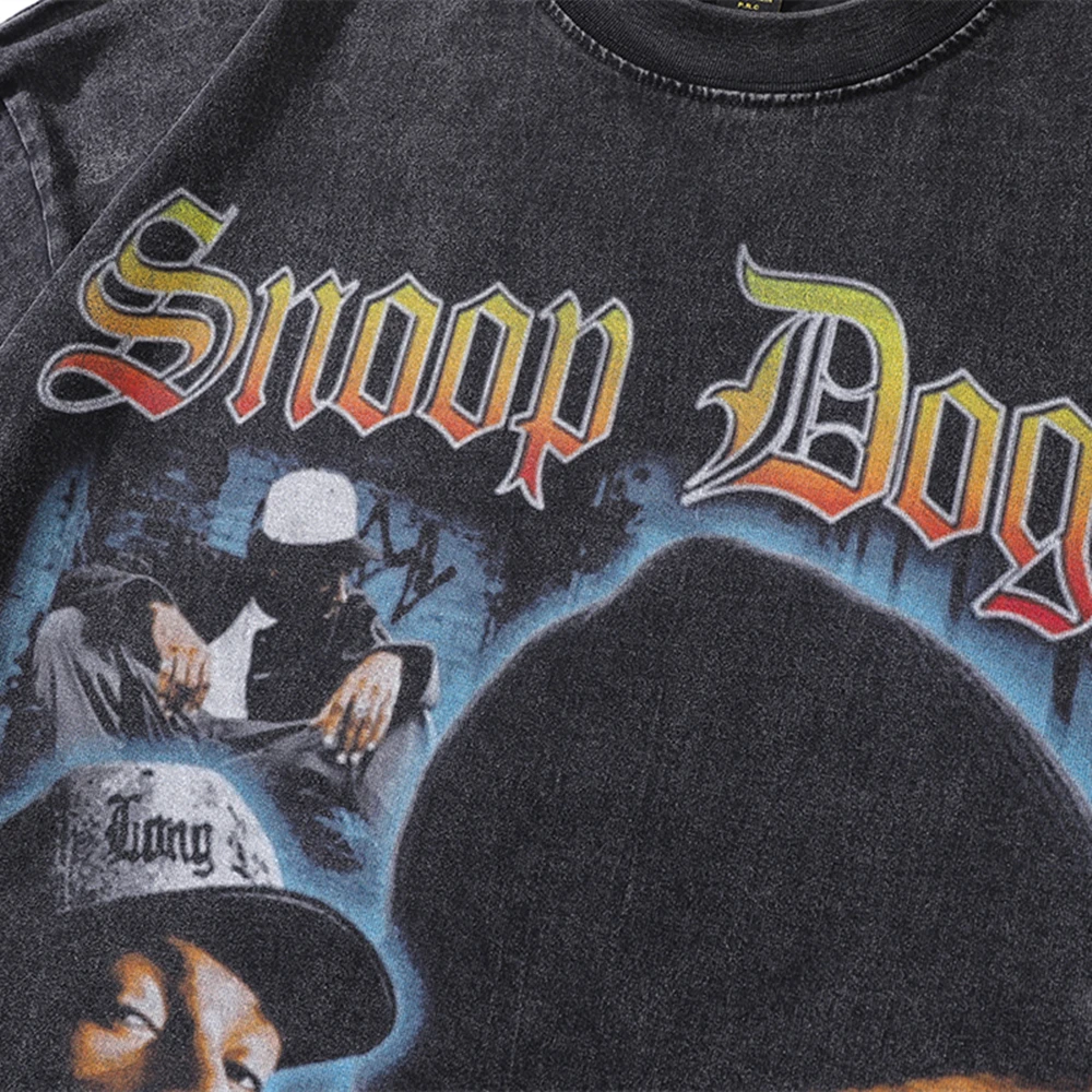 Frog drift Fashion Band Street Wear HIP HOP Portrait Printing Snoop Dogg Vintage Retro Loose T-shirt Tee tops