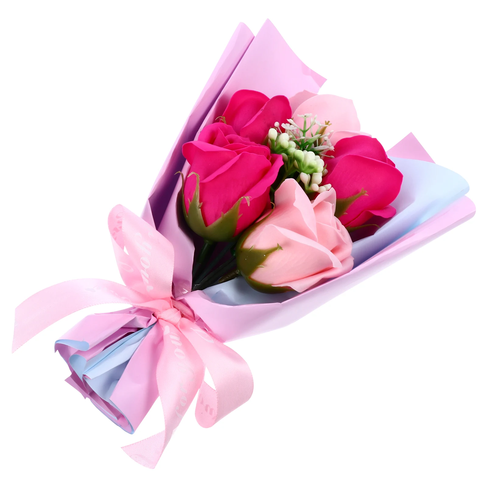 

1pc 5 Soap Roses Realistic Bouquet Safe Decorative Love Friendship Gift Valentine Wedding Anniversary Artificial Rose
