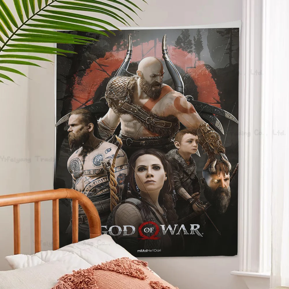 2022 God Of War Ragnarok Inspirowany Anime Gobelin Hippie Kwiat Dywany ścienne Dorm Decor Wiszące dekoracje ścienne do domu