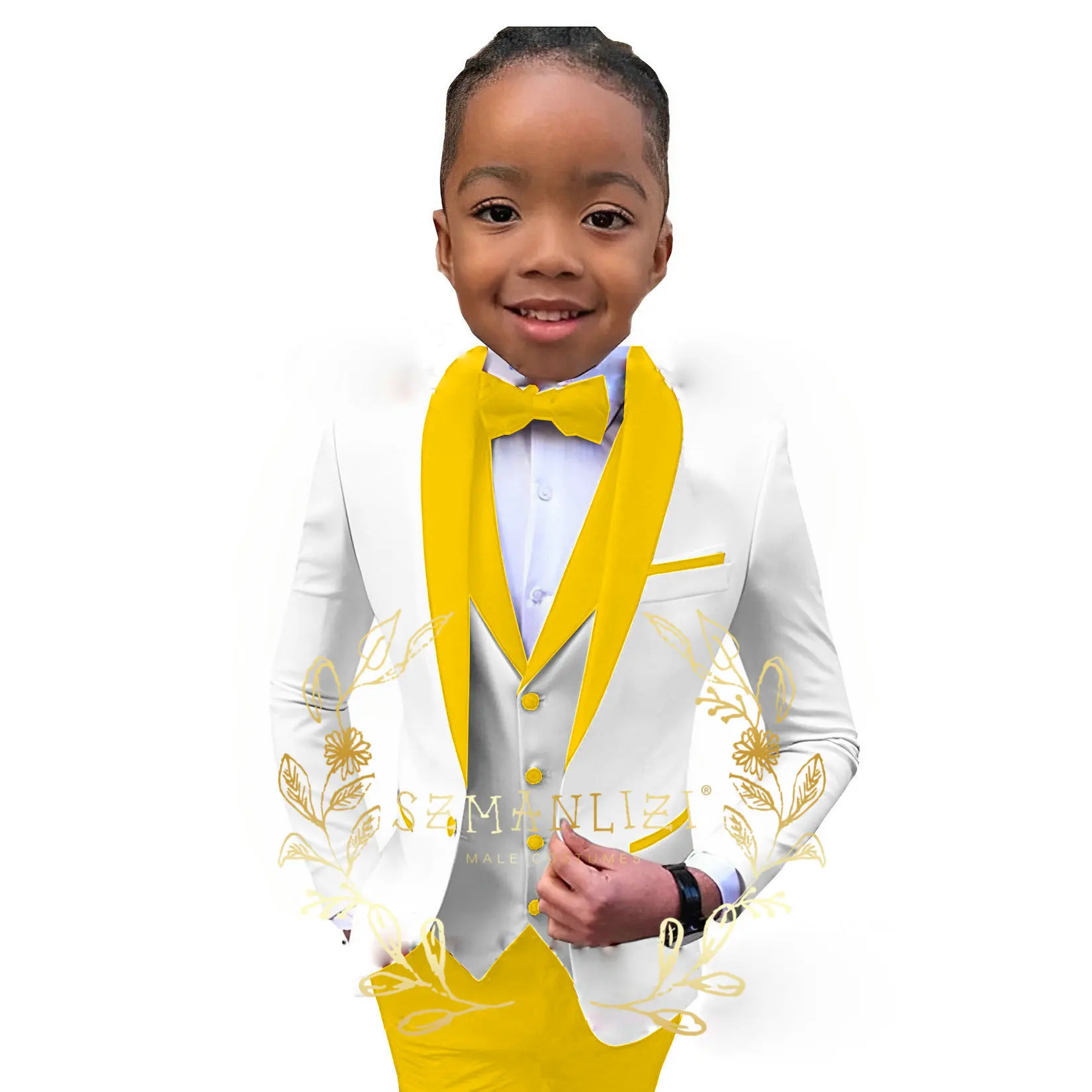 Boys Suit Wedding Tuxedo 3 Piece Shawl Collar Jacket Pants Vest Child Formal Blazer Set Slim Fit Outfit costume garcon mariage