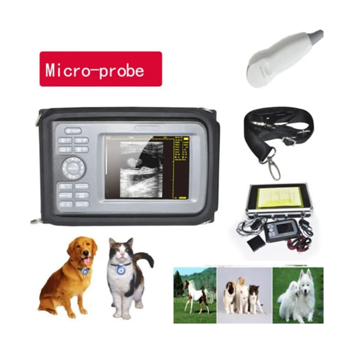 Portable Vet Ultrasound Machine Digital Handheld Veterinary Ultrasound Scanner Machine with 6.5Mhz Mini Convex Probe