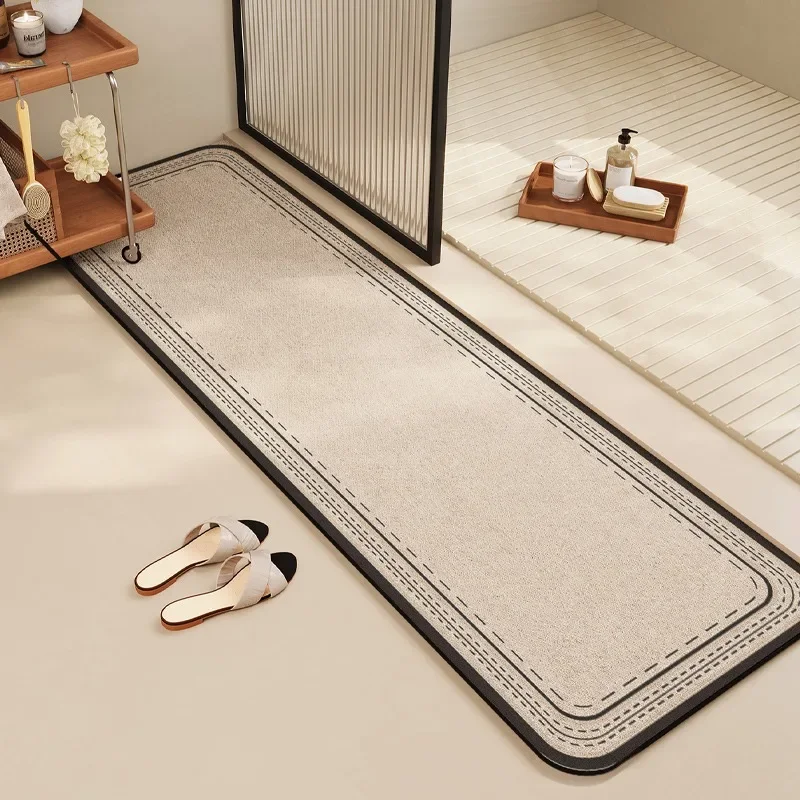 Alfombra De baño, alfombrillas para puerta De baño, Alfombra absorbente De secado rápido con tira larga, Alfombra anticaída antideslizante De barro De diatomeas, Alfombra De Baño