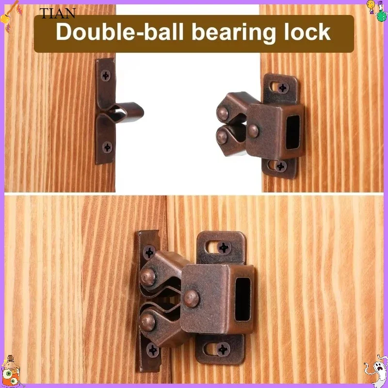 10 Sets Press Double Roller Catches Home Wardrobe Door Buckles Dual Wheel Spring Fixed Lock Buckle Low Foot Cabinet Catch Closer