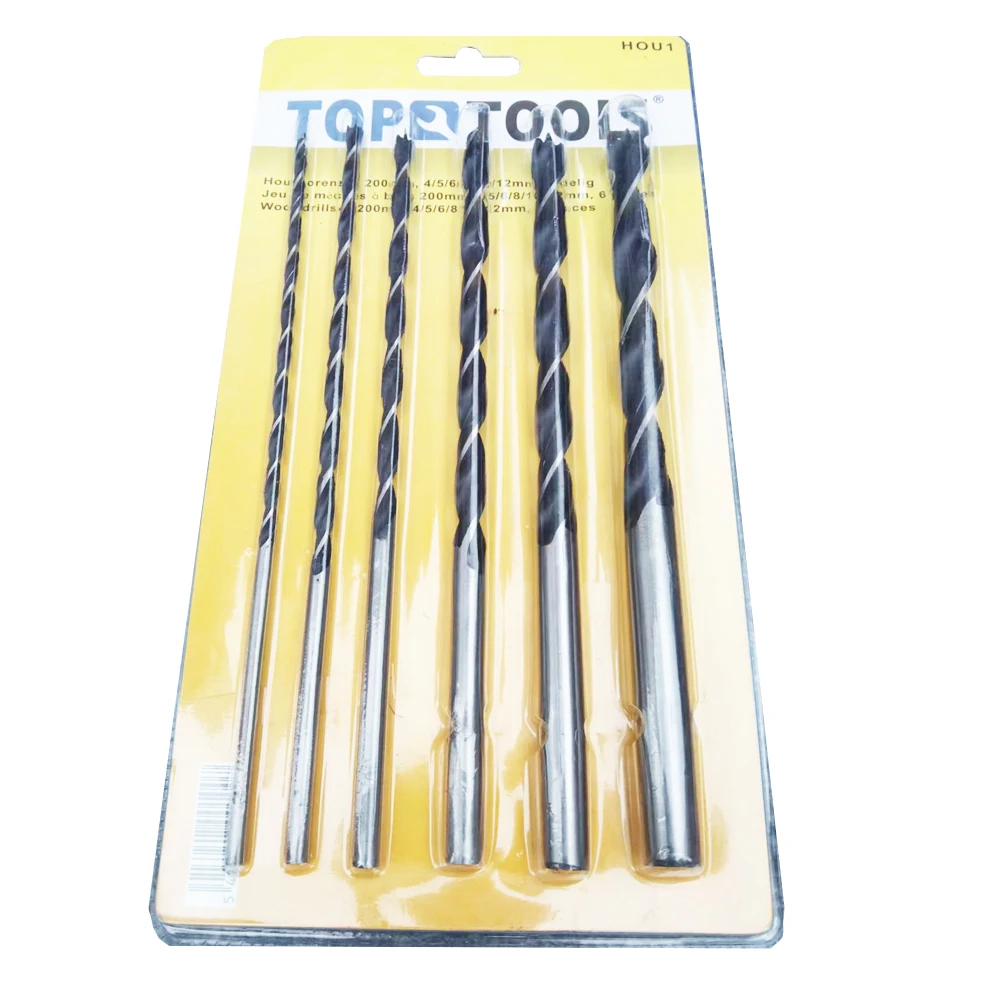 High Quality 200mm 6 Pcs/Sets Wood Drill Bit Twist Woodworking  DIY Carpentry Tool For Woodworking Tool