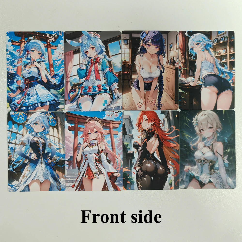 

8PCS Sexy Cards Genshin Impact Adult Nude Double Sided Mosaic-free Cards Firefly Mavuika Yae Miko 18+ Game Collection Card