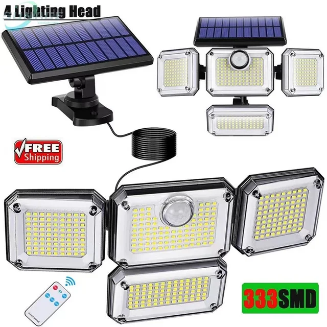 138/198/333/74 lampy solarne LED zewnętrzny czujnik ruchu indukcja człowieka regulowana głowica IP65 wodoodporna lampa ścienna zasilana energią słoneczną