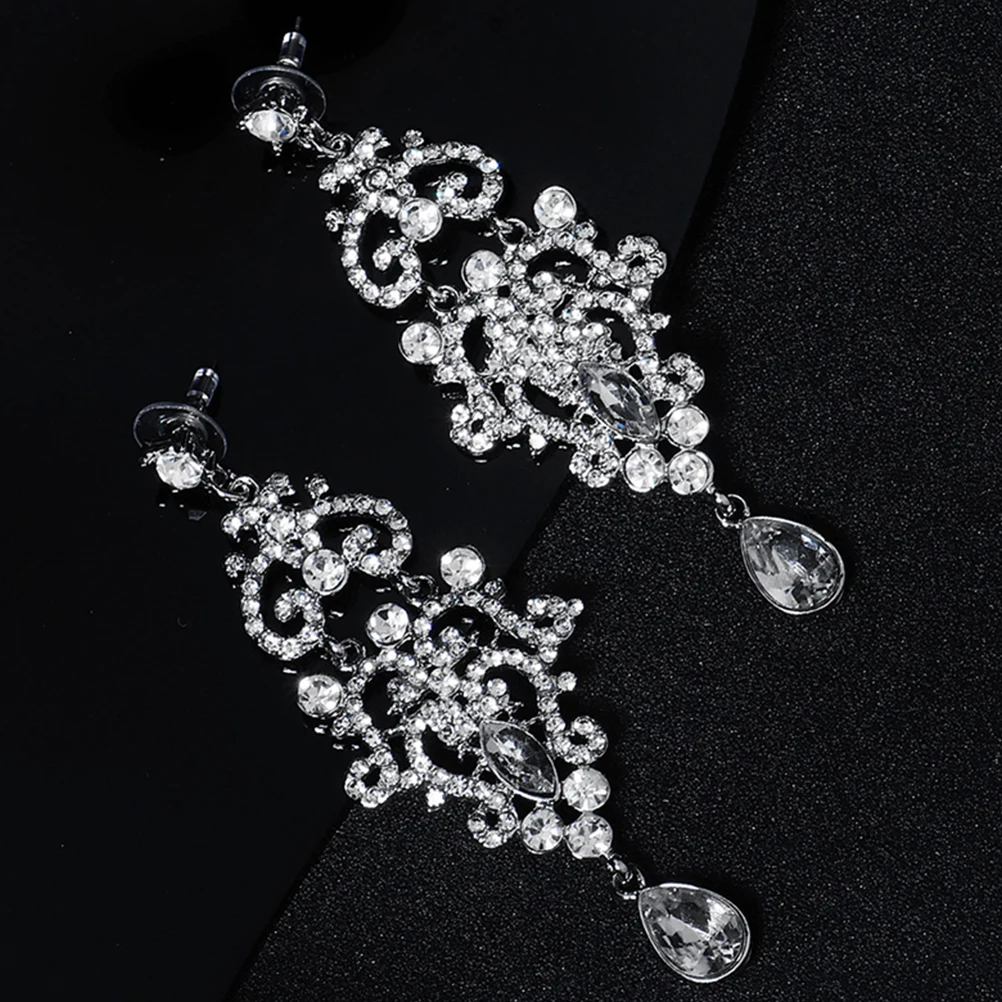 

Rhinestone Earrings Exquisite Bridal Hollow Out Durable Gift Jewelries for Women Pendants Delicate Premium Material