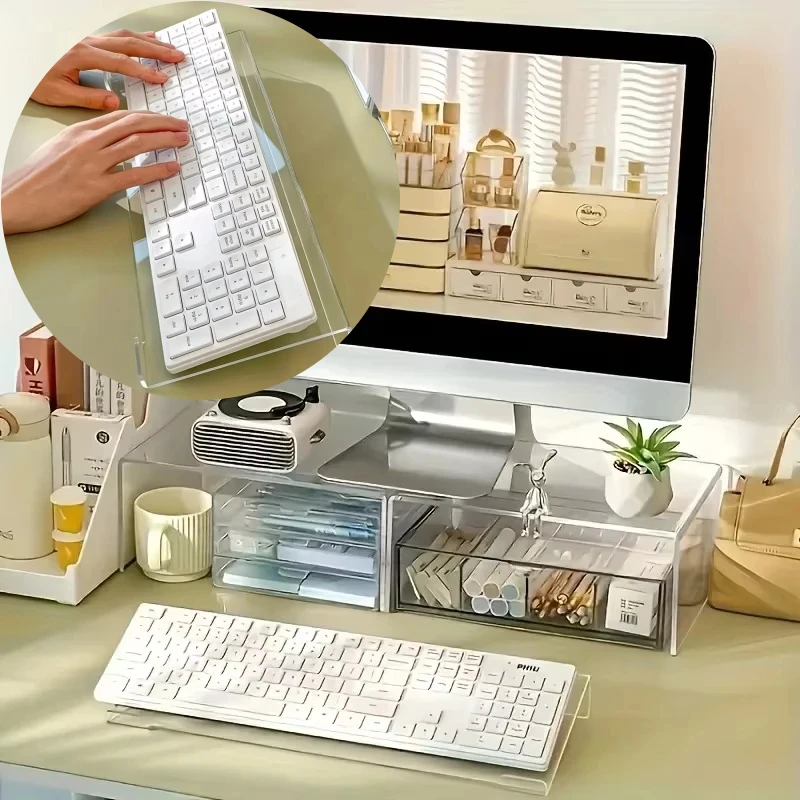 Acrylic Keyboard Stand - Comfortable For Typing, Transparent Non Slip Stand, Compact, Suitable For Office And Desktop Use  ﻿