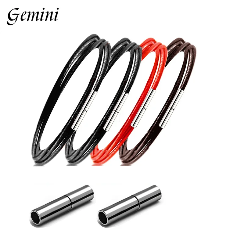 

40-70cm 1-3mm Black Leather Necklace Cord Wax Rope Lace Chain With Stainless Steel Rotary Clasp DIY Necklaces Jewelry Making