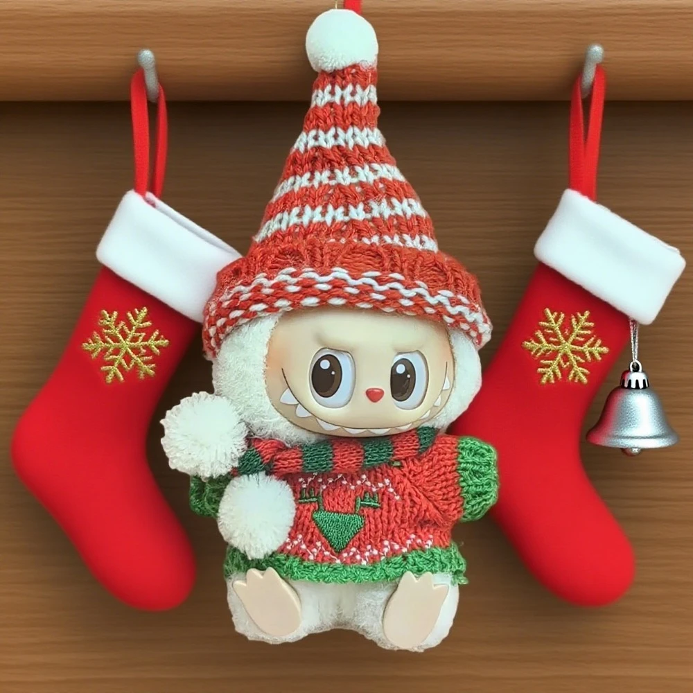 

Mini Doll'S Clothes Outfit Accessories For Labubu Idol V1 V2 Christmas Cookie Man Sweater Hat New Year Clothes Gift