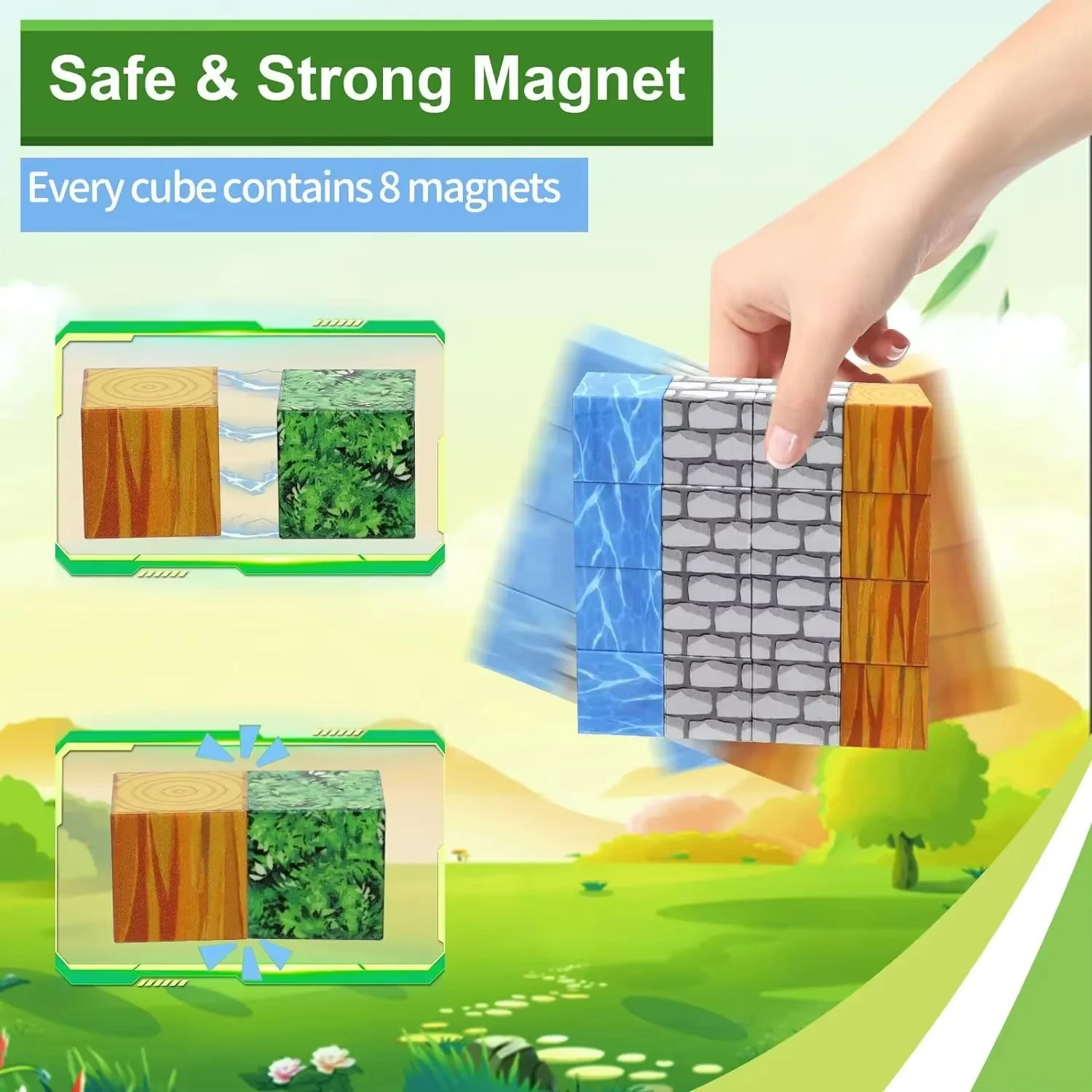 100 SZTUK Klocki magnetyczne Build Mine Magnet World Zestaw dla chłopców Dziewczynki Magnetyczny zestaw konstrukcyjny STEM Zabawki sensoryczne dla maluchów Prezenty