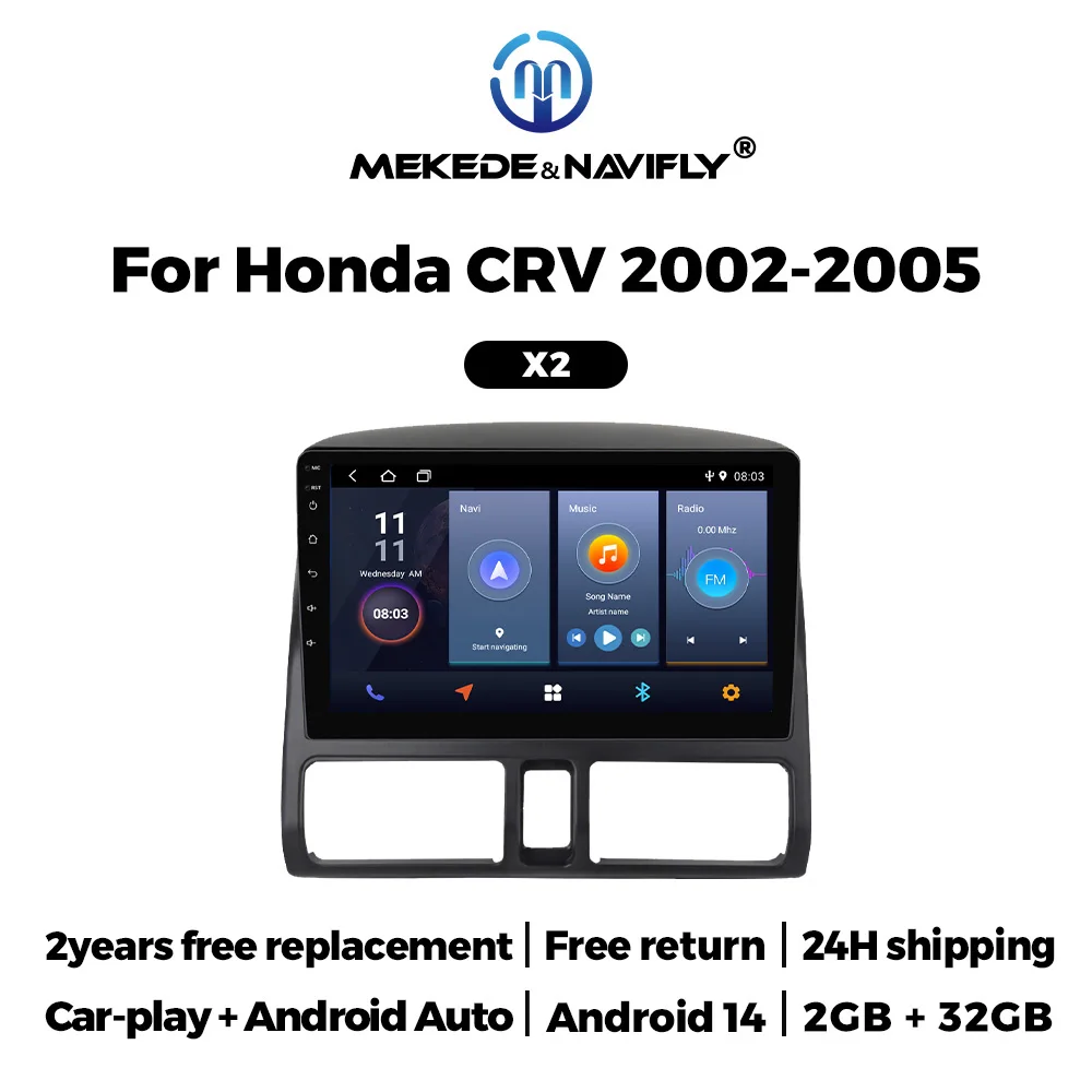 

MEKEDE Support Carplay Rear Camera for Honda CR-V CRV 2 2001 - 2006 Android Vehicle Intelligent Screen Car Radio Multimedia 9"