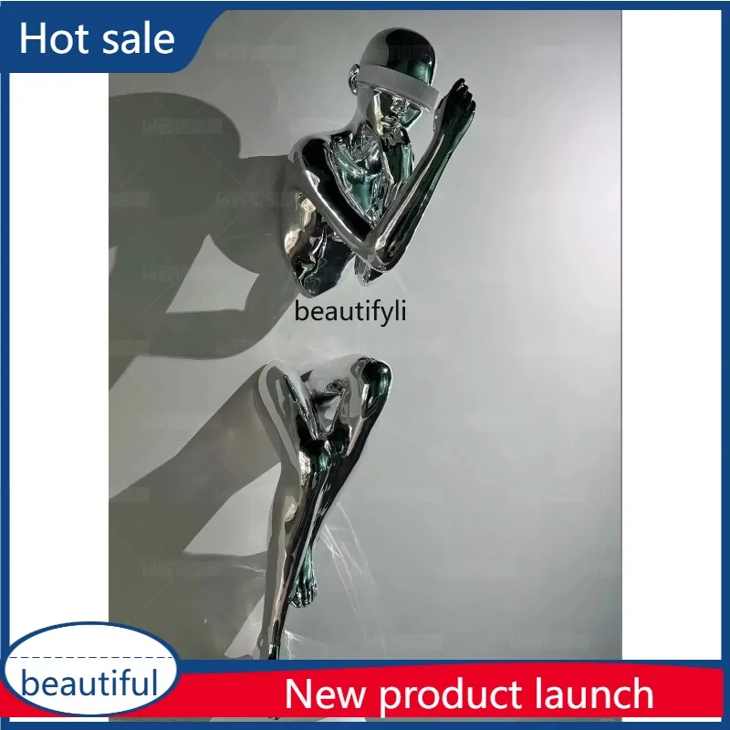 

a17 Creative Wall-Penetrating Man Luminous Art Figure Sculpture Model Background Wall Window Wall Decoration KTV Decoration