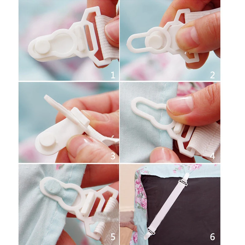 GUANYAO  White Bed Sheet Mattress Cover Blankets Grippers Clip Holder Fasteners Elastic Set Fixing Slip-Resistant Belt  Elastic