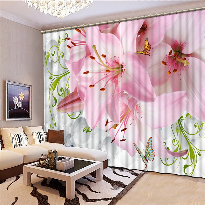 Luxury pink flower  Window Curtains Blinds For Living Room girls curtain Bedroom Bathroom Kicthen Door Home Decor