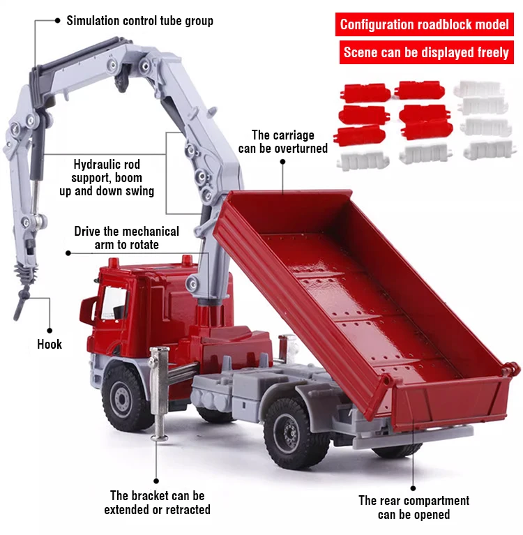 Kaidiwei mainan simulasi mobil Model truk, mainan simulasi Model mobil, kendaraan teknik logam paduan, Dumper Transport, Model truk