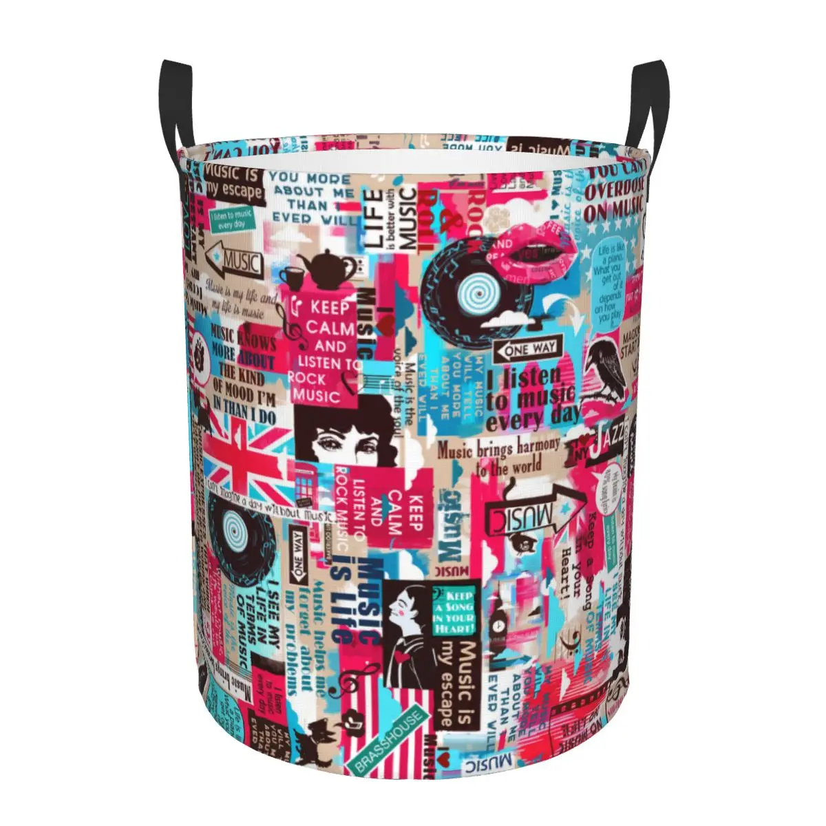 Retro Uk London British Collage Laundry Basket Foldable Clothes Toy Hamper Storage Bin for Kids Nursery