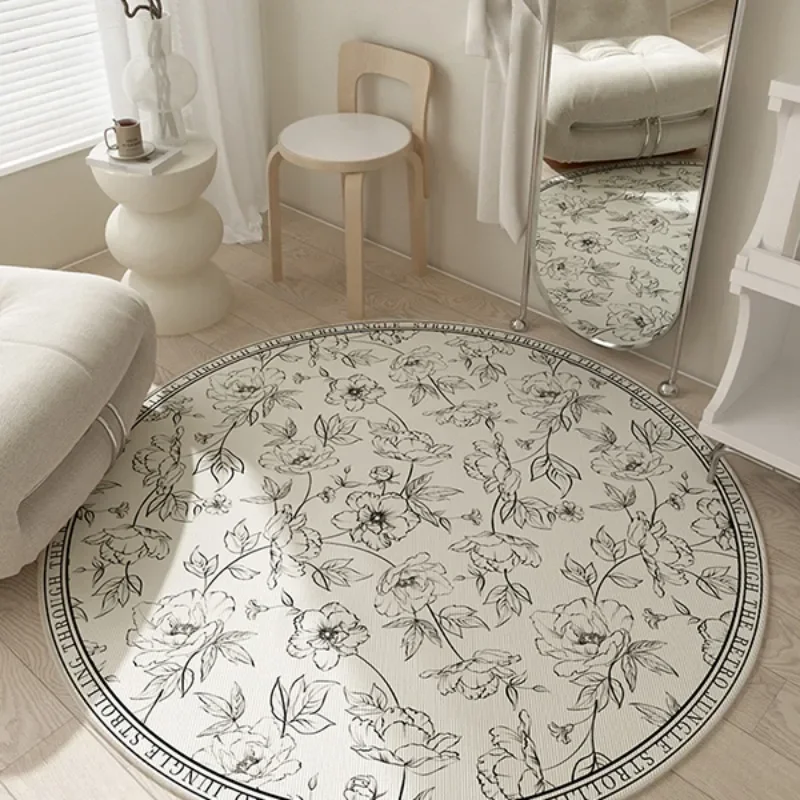 Round Carpet Living Room Decoration Study Chair Floor Mat Home Decor Flower Rug Bedroom Non-slip Area Rugs Ковер Круглый