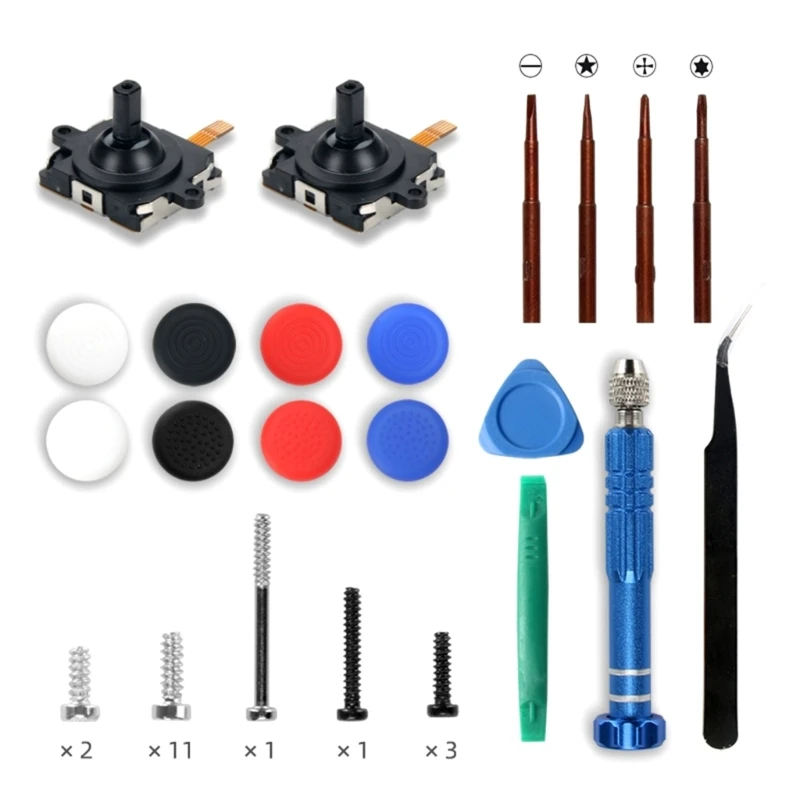 3D Analog Joystick For Oculus Quest 2 Controller Handle 3D Joystick Repair Part Left/Right Repairing Kits Thumbstick Caps Screws