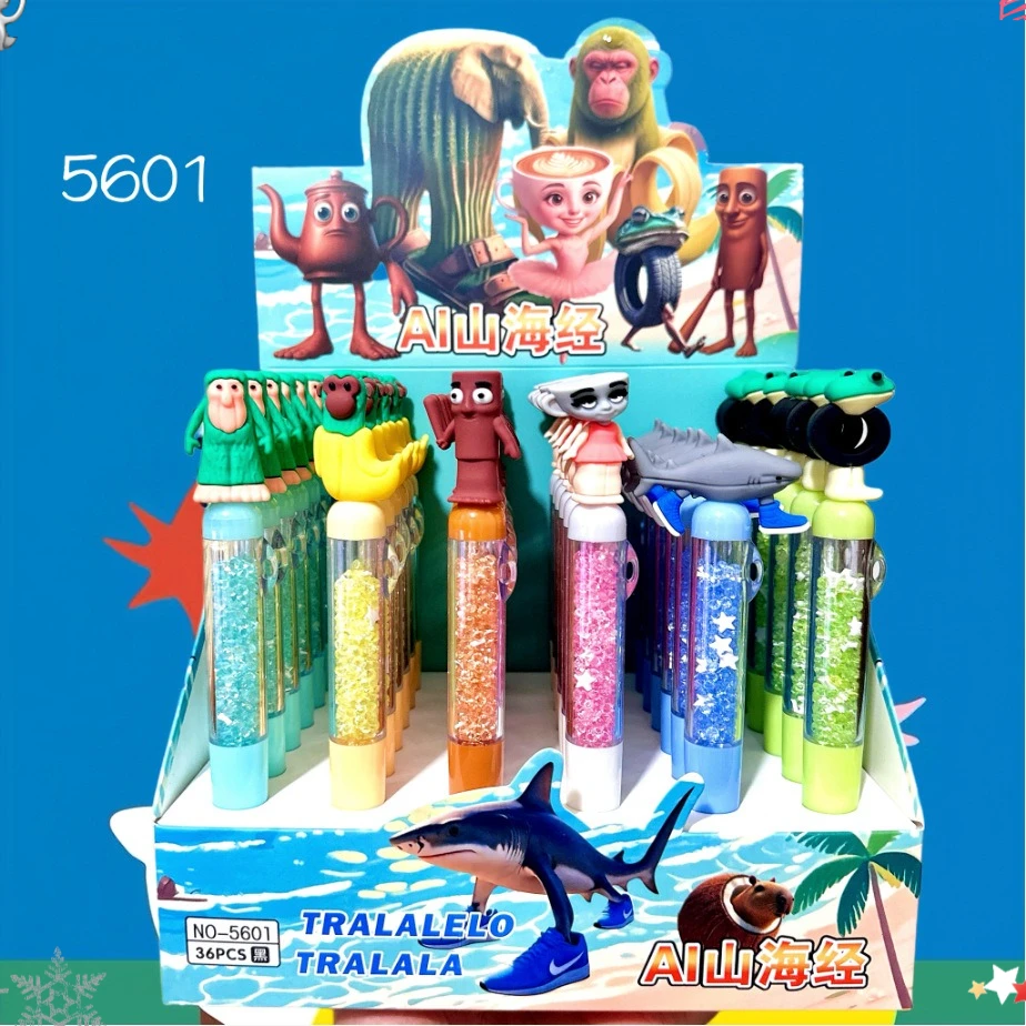 

36 Pcs with Box New Rotating Medium Oil Pen Cartoon High Value Broken Diamond Creative Ballpoint Pen Student Stationery