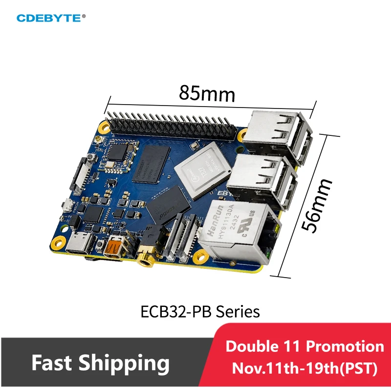 لوحة واحدة للكمبيوتر Allwinner T527/A527 CDEBYTE ECB32 سلسلة متعددة النواة متغاير NPU ARM Cortex-A55 Linux Raspberry Pi