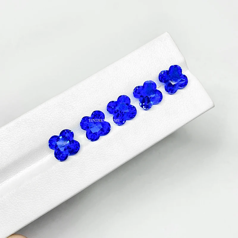 Manufacture Lab grown Cobalt Spinel four leaves clover cut shape Loose gemstone for earrings Jewelry making material