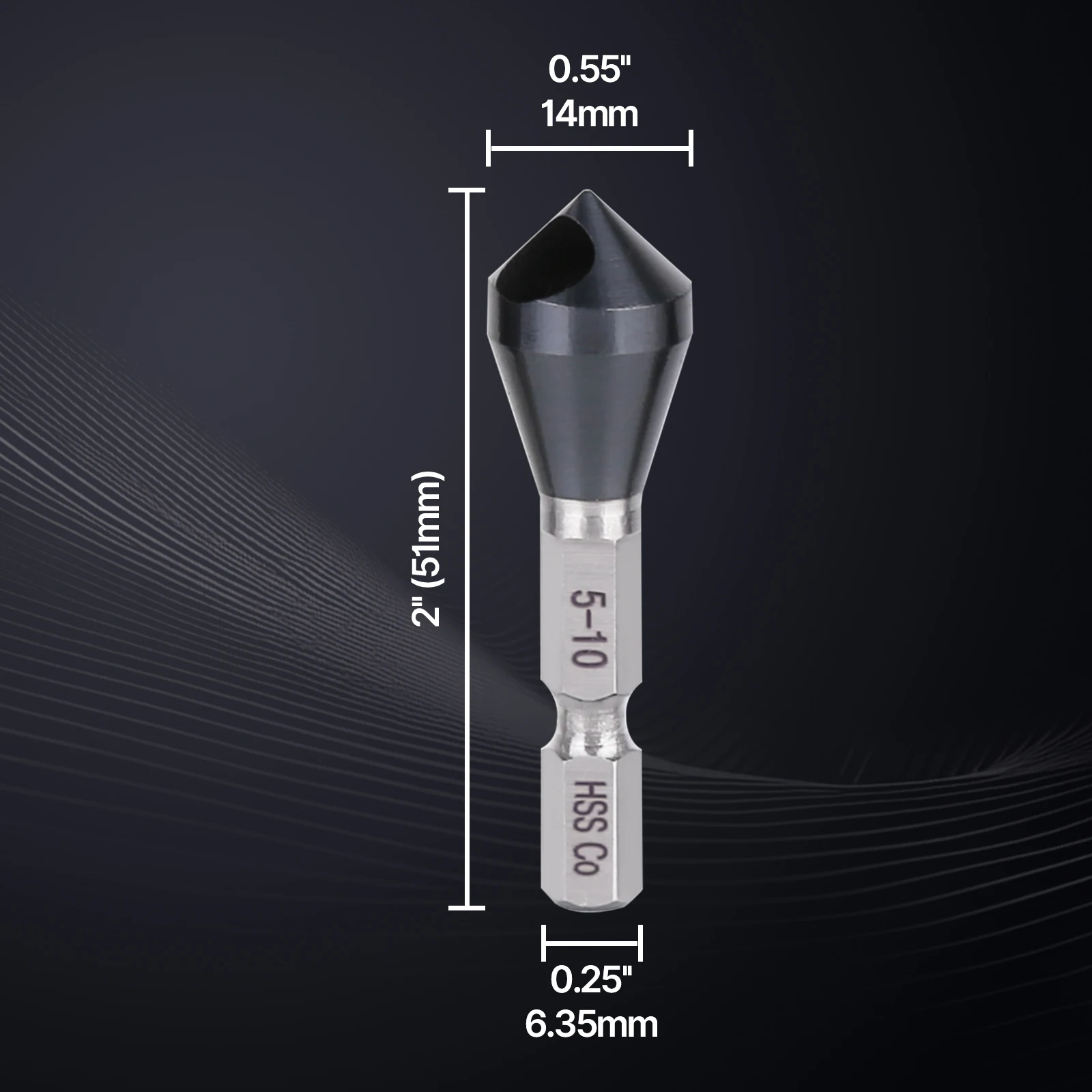 M35 Kobalt-TiAlN Senkerbohrer mit Schnellwechselsystem, 1/4" Sechskantschaft, 90-Grad-Entgratungs- und Fasenfräser – Detail 10