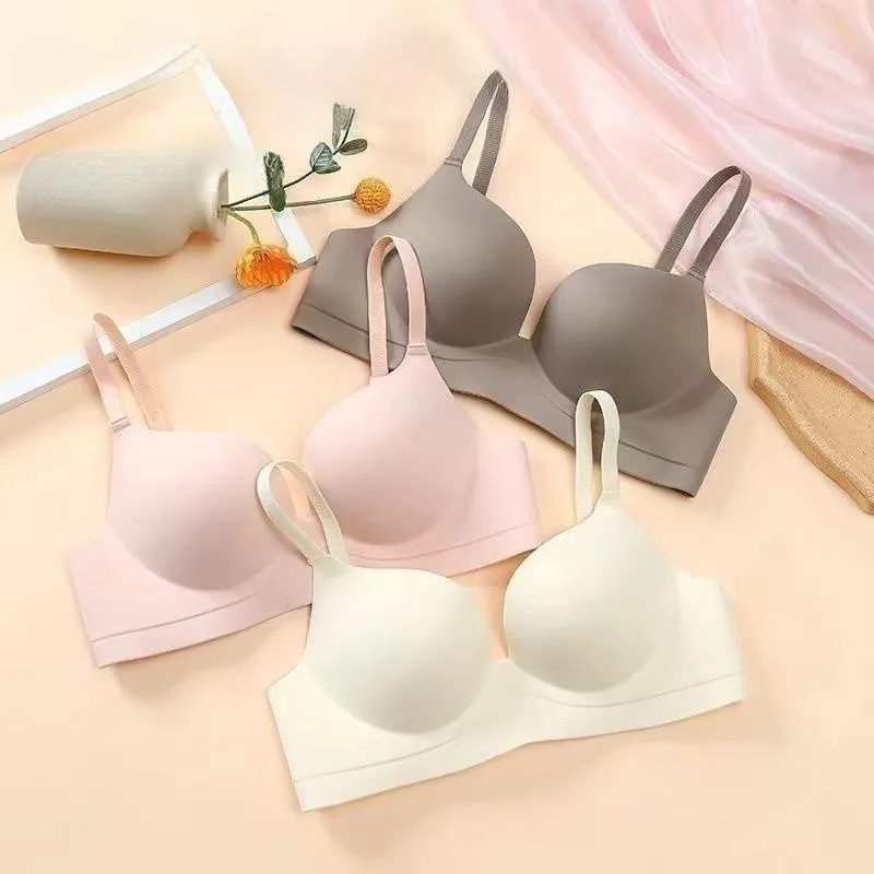 Small Chest Push Up Bras Seamless Underwear Women Gathered Lingerie Without Steel Rings Sexy Seamless Comfort Bra Summer